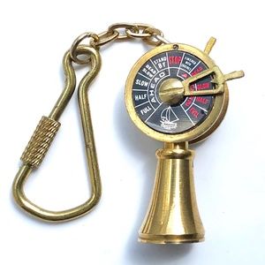 Ship Engine Order Telegraph Keychain Brass Key Ring Maritime Nautical Mariner